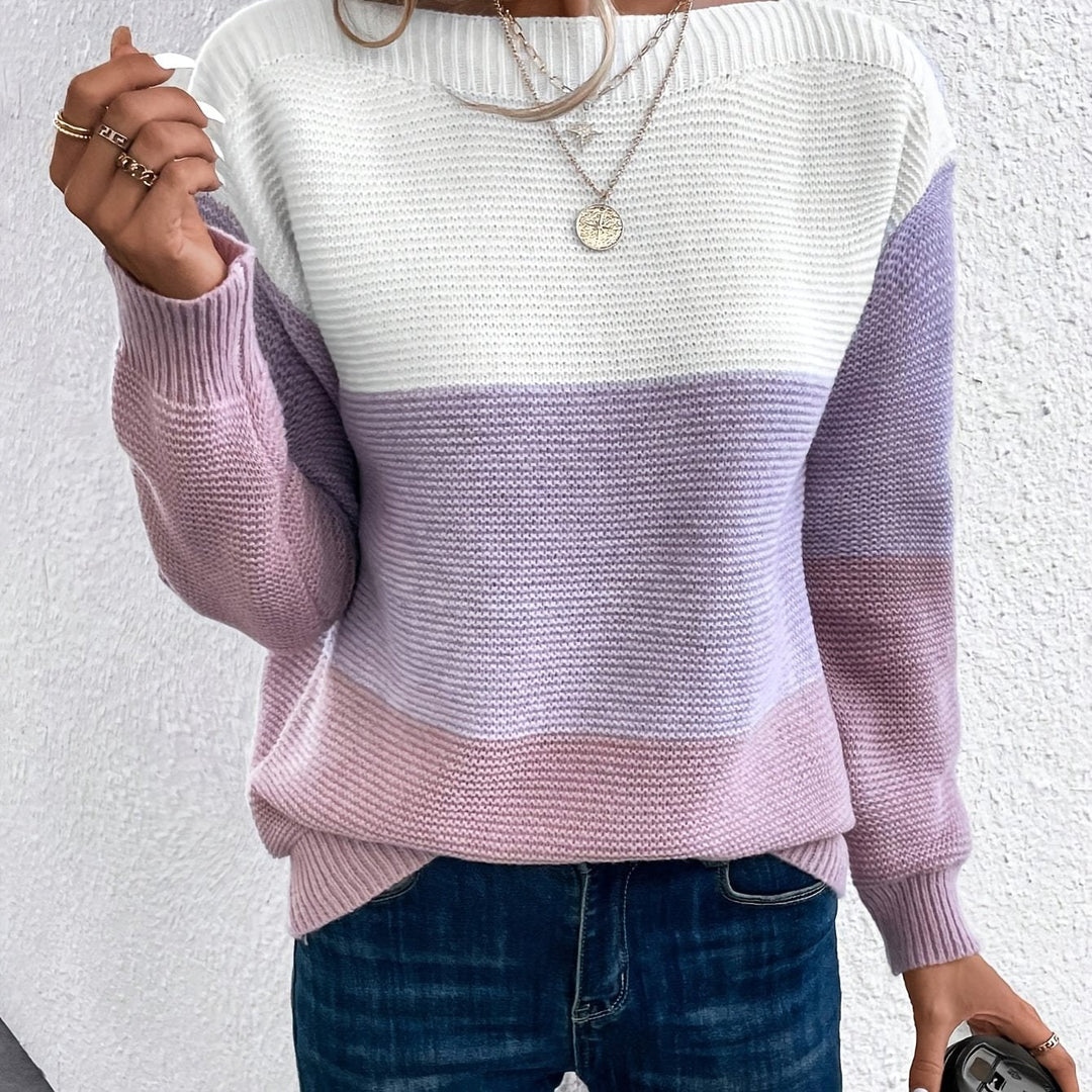 Color-Blocked Drop-Shoulder Sweater