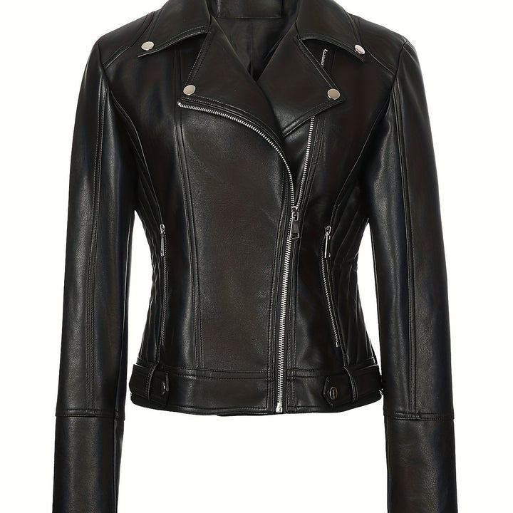 Sculpted Zip-Front Moto Jacket