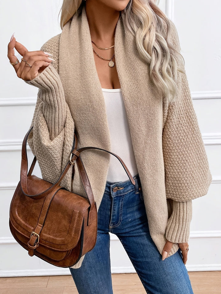Relaxed Batwing Open-Front Cardigan