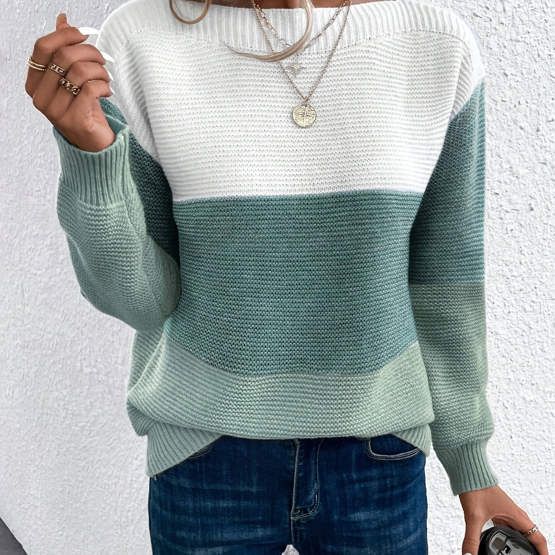 Color-Blocked Drop-Shoulder Sweater