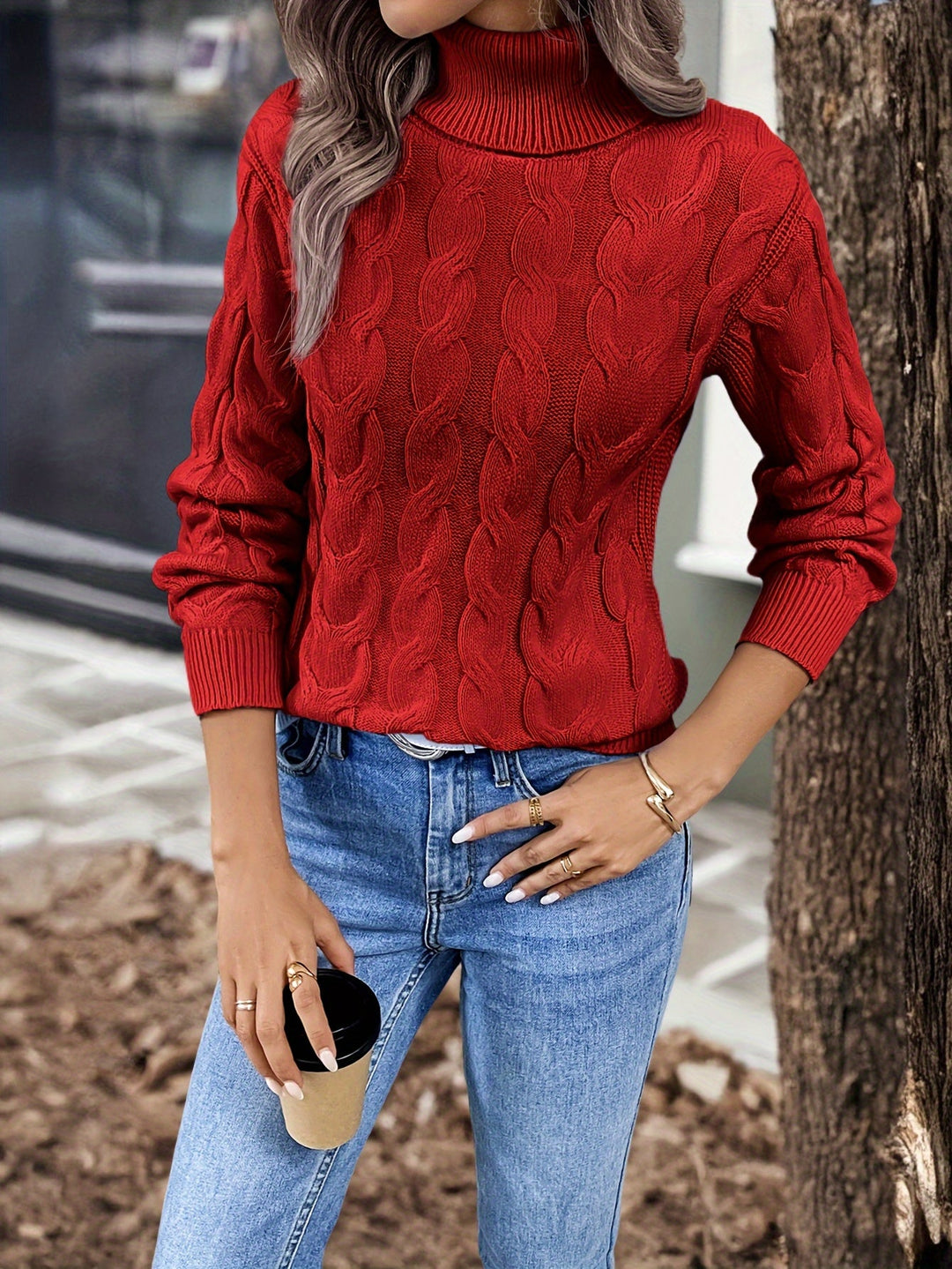 Cozy Cable-Knit Turtleneck Sweater