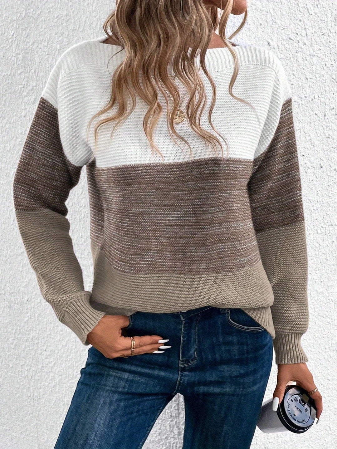 Color-Blocked Drop-Shoulder Sweater