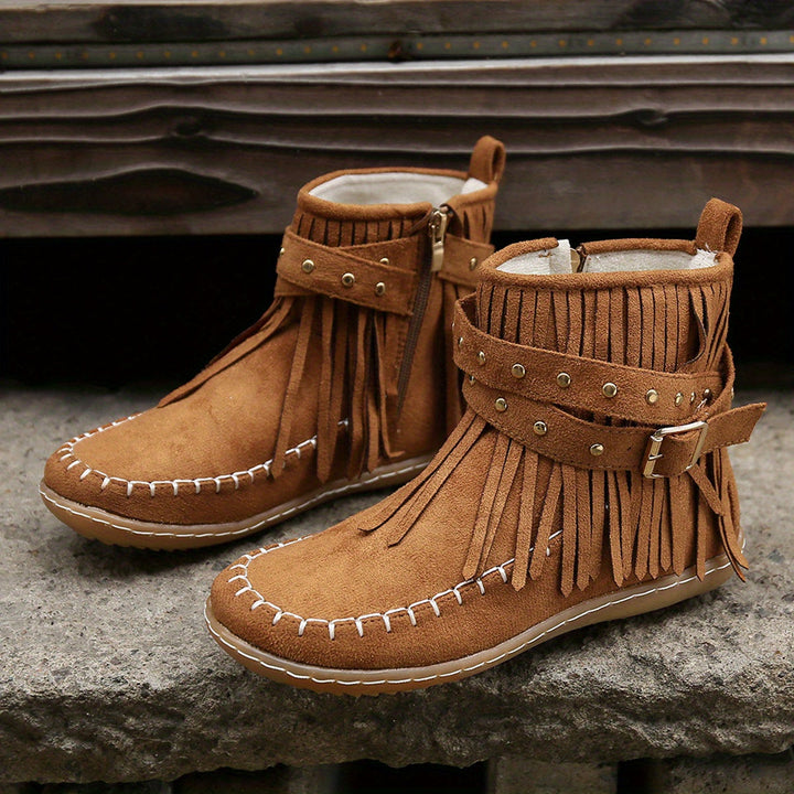 Fringed Western Ankle Boots