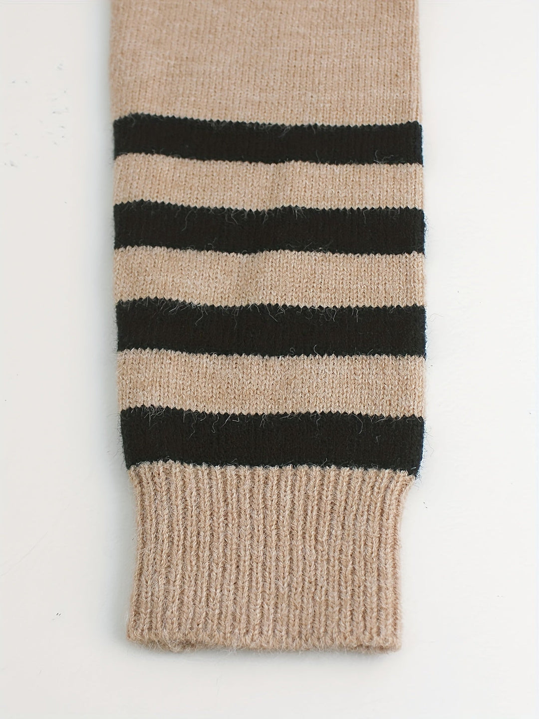 Striped-Cuff Ribbed Sweater