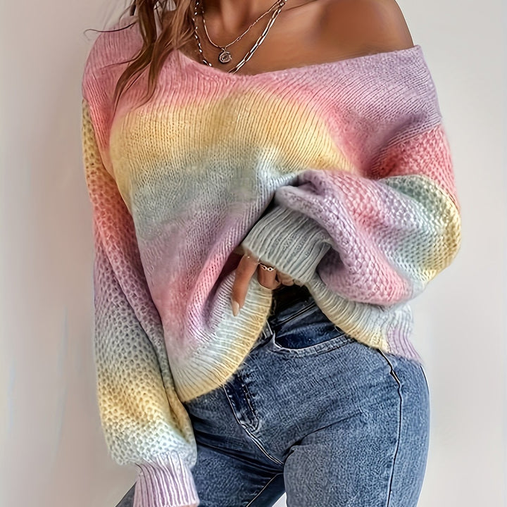 Relaxed Off-Shoulder Knit Sweater