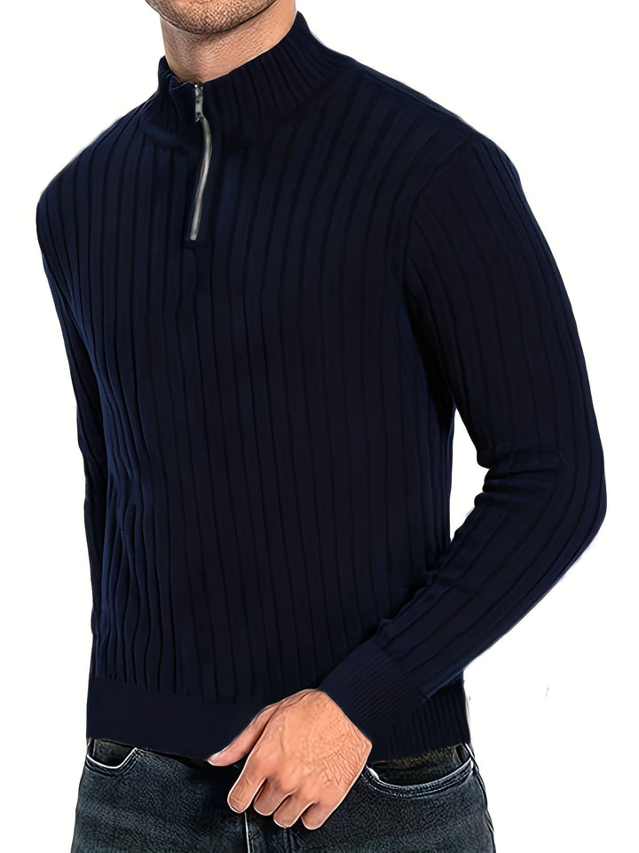 Ribbed Quarter-Zip Sweater