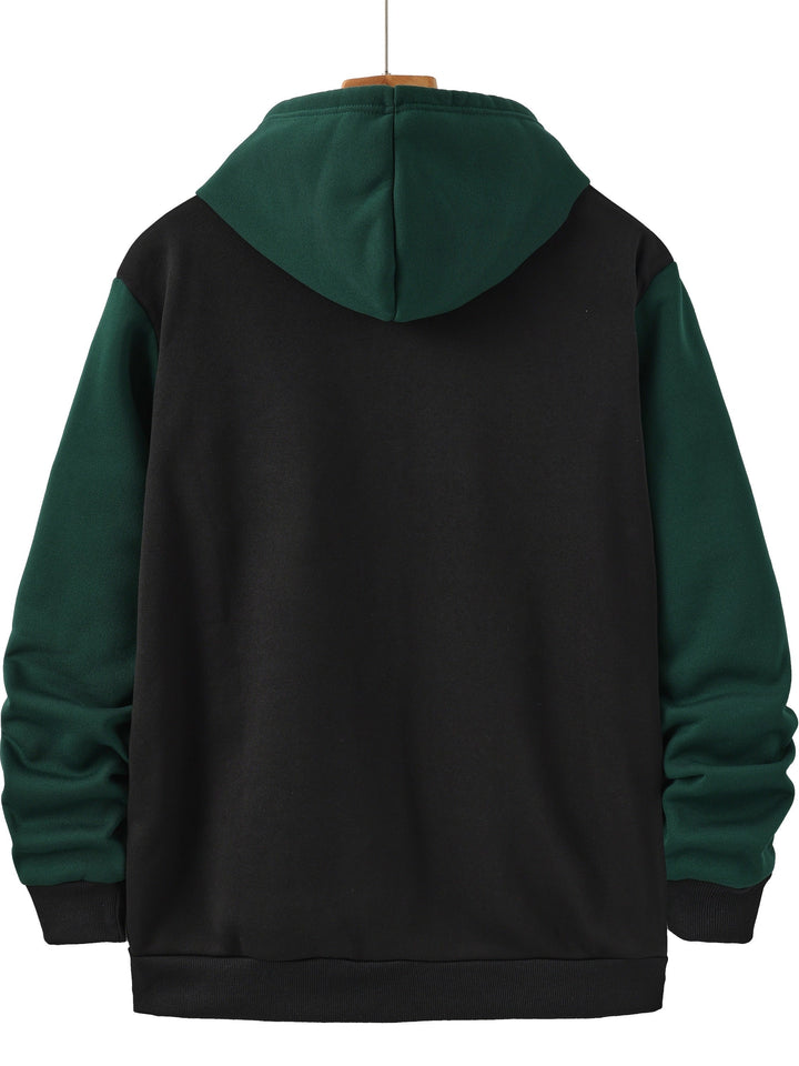 Color Block Zip-Up Hoodie