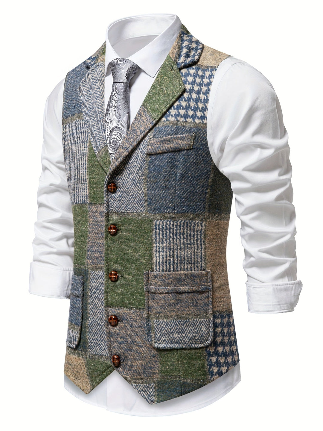 Patchwork Tailored Vest