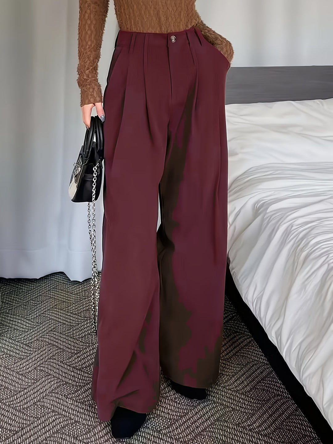 Pleated Wide-Leg Pants