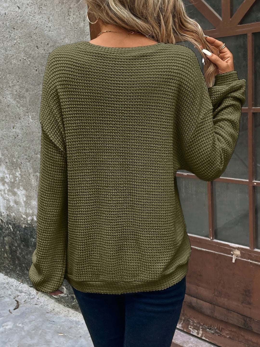Relaxed Waffle-Knit Sweater