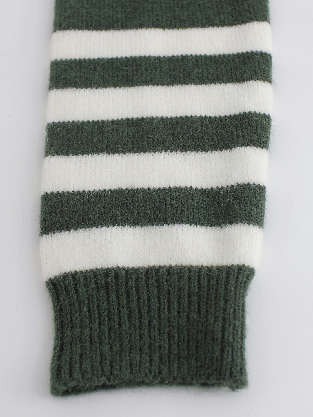 Striped-Cuff Ribbed Sweater
