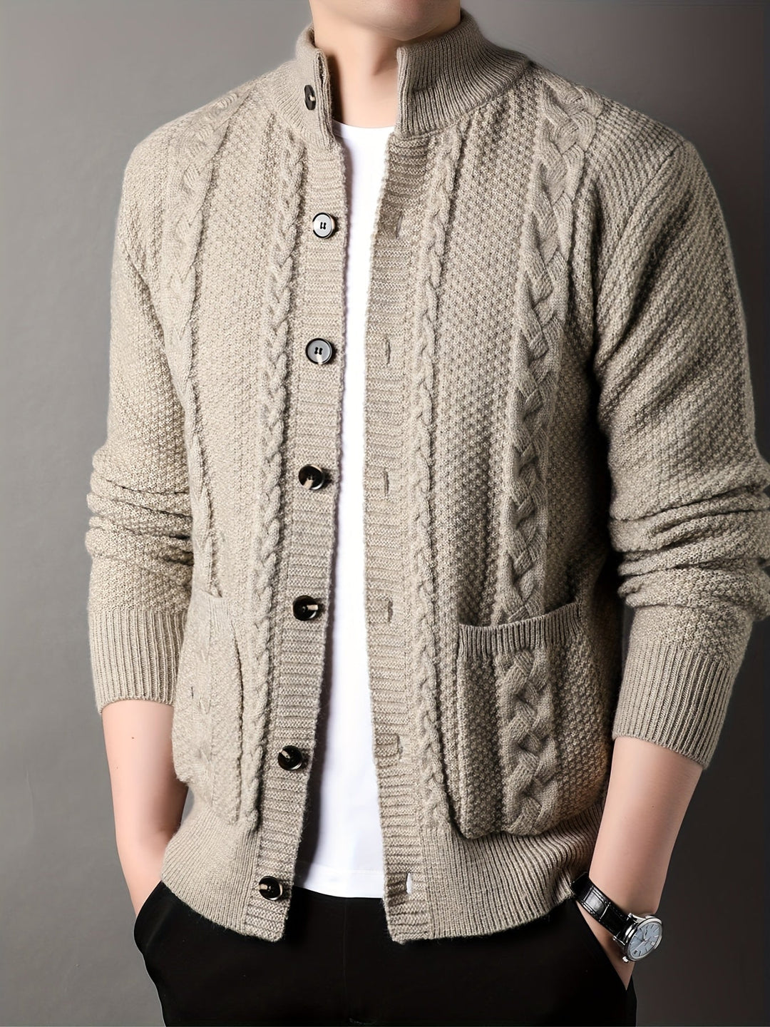 Textured Button-Front Cardigan