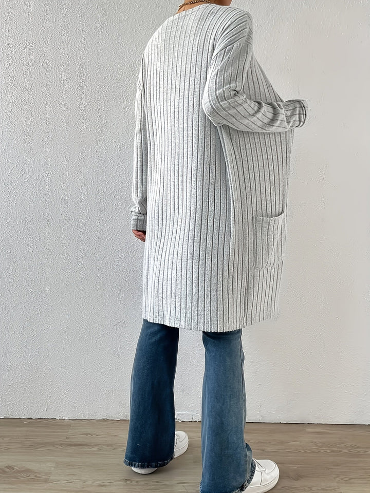 Ribbed Open-Front Cardigan