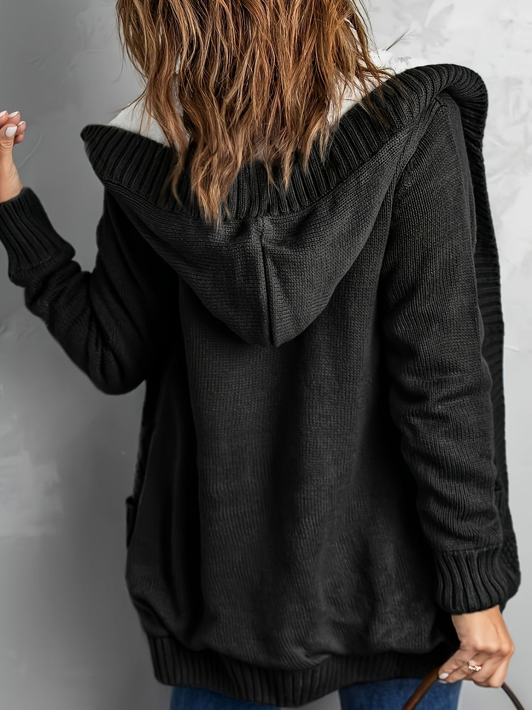 Hooded Button-Front Cardigan