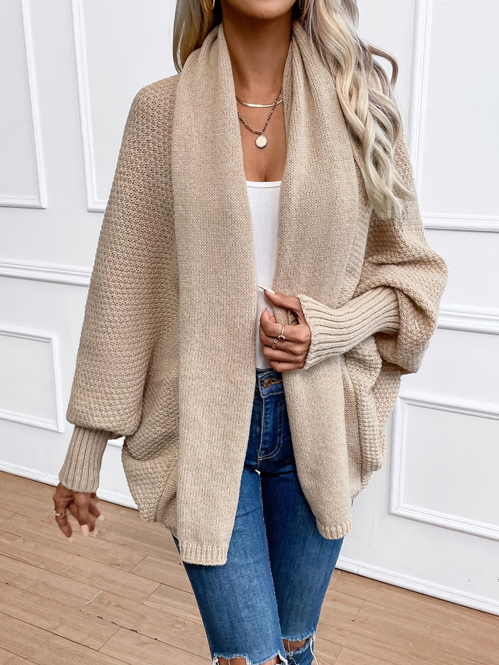Relaxed Batwing Open-Front Cardigan