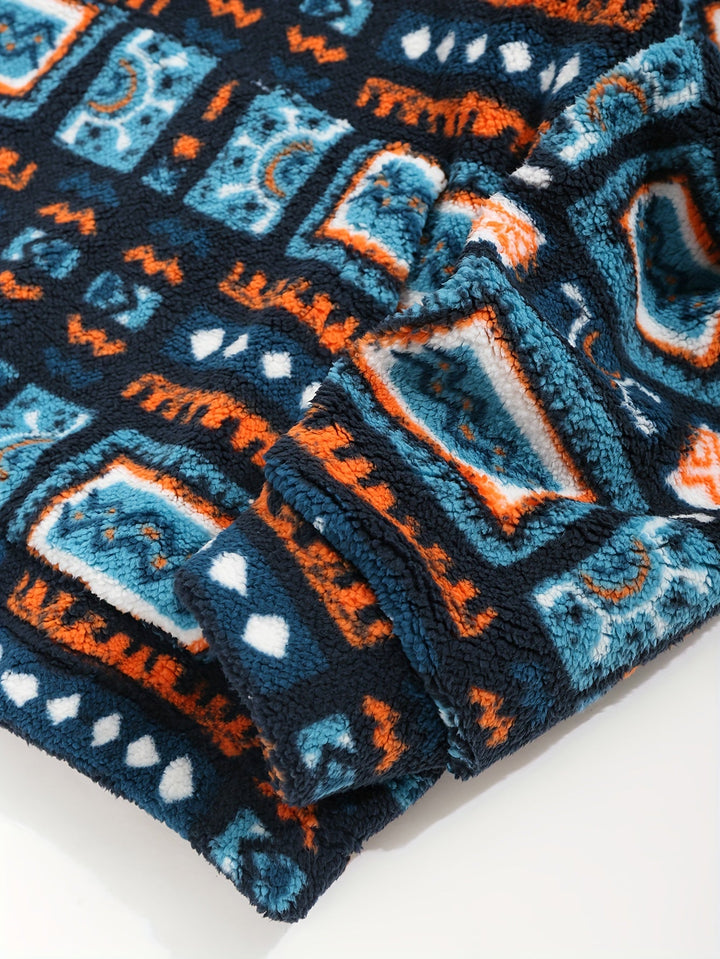 Patterned Hooded Sweatshirt