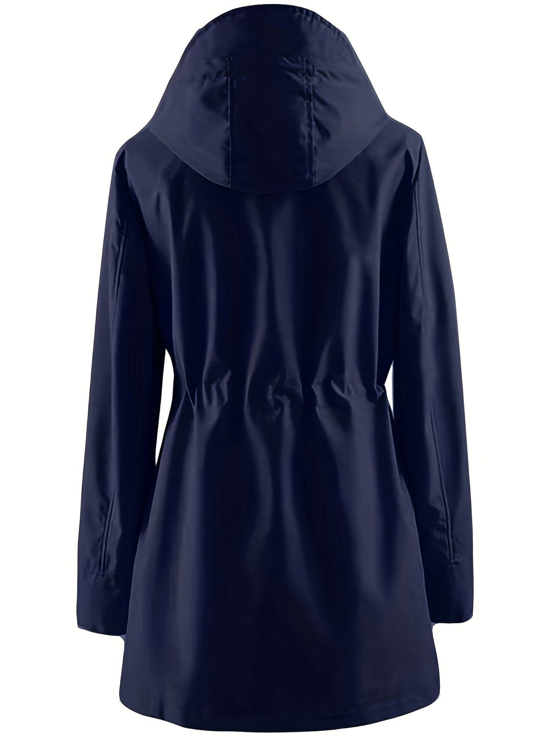 Hooded Drawstring Rain Jacket
