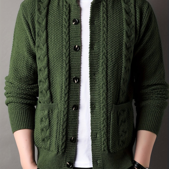 Textured Button-Front Cardigan