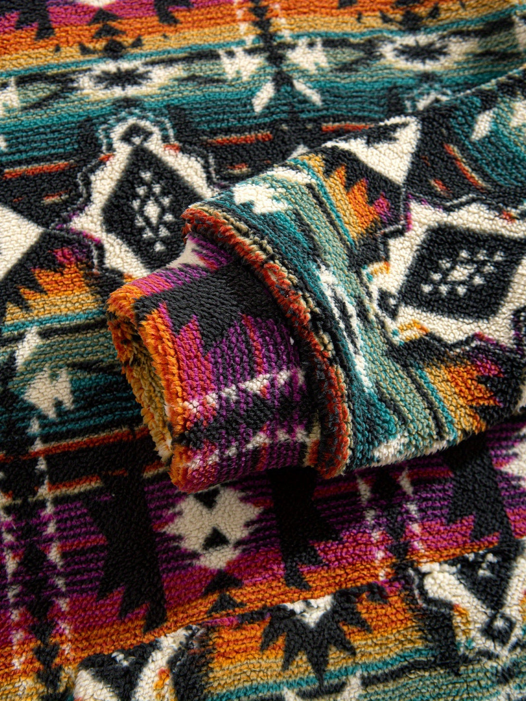 Patterned Plush Hoodie