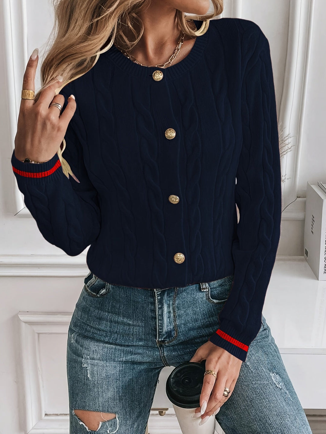 Refined Cable-Knit Cardigan
