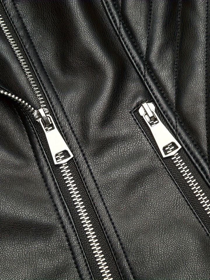 Sculpted Zip-Front Moto Jacket