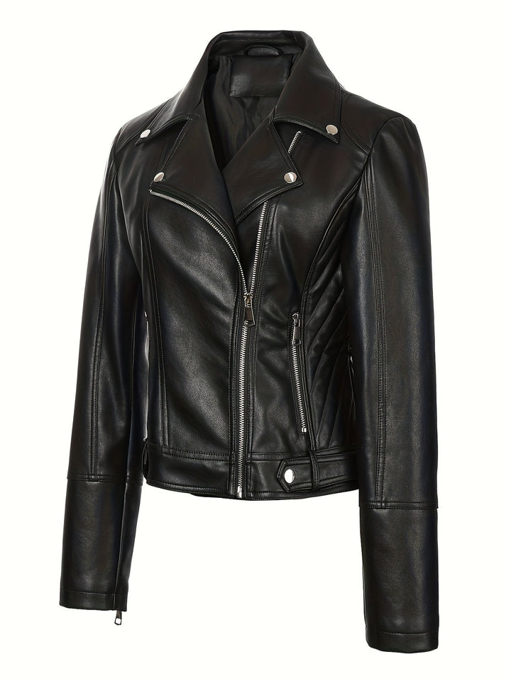 Sculpted Zip-Front Moto Jacket