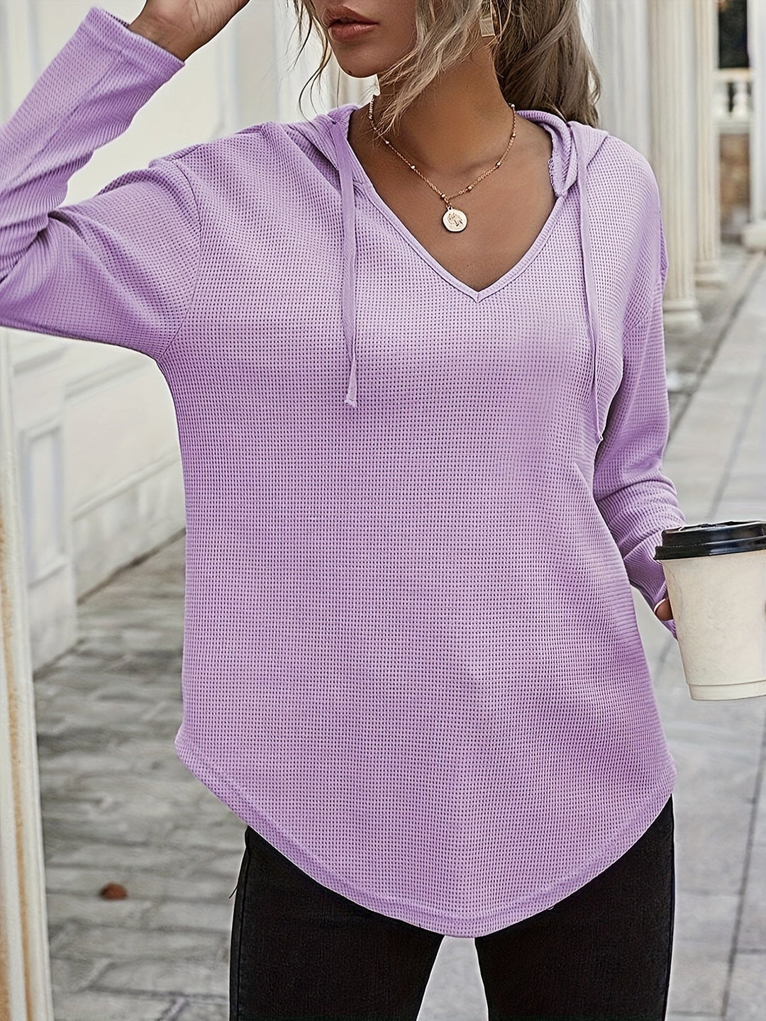 Relaxed V-Neck Hoodie