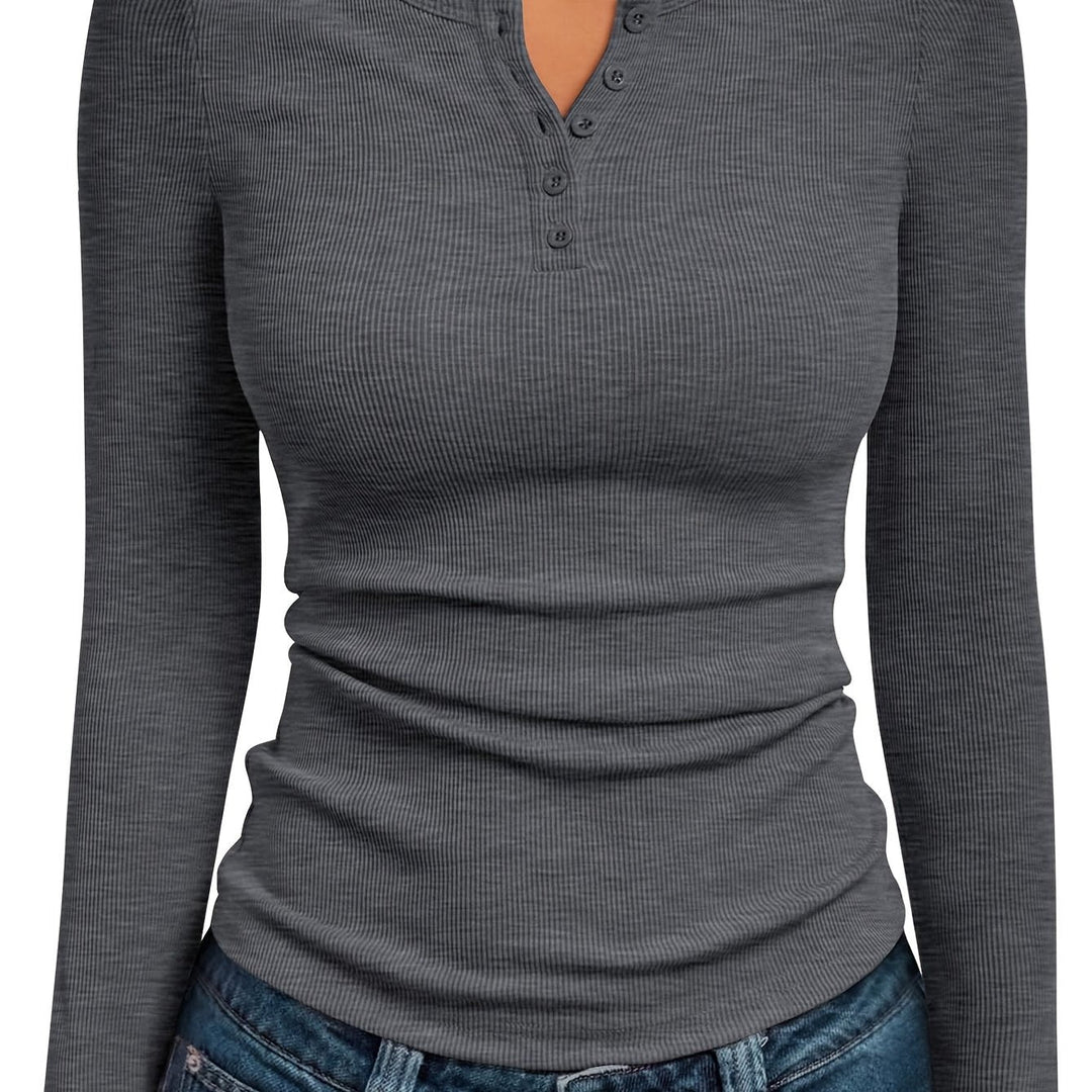 Fitted Button Henley Top