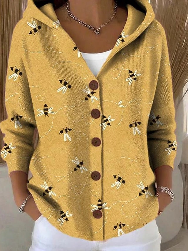 Button-Front Hooded Sweater