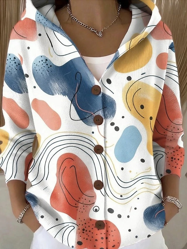 Button-Front Hooded Sweater