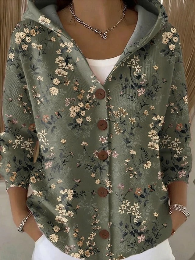 Button-Front Hooded Sweater