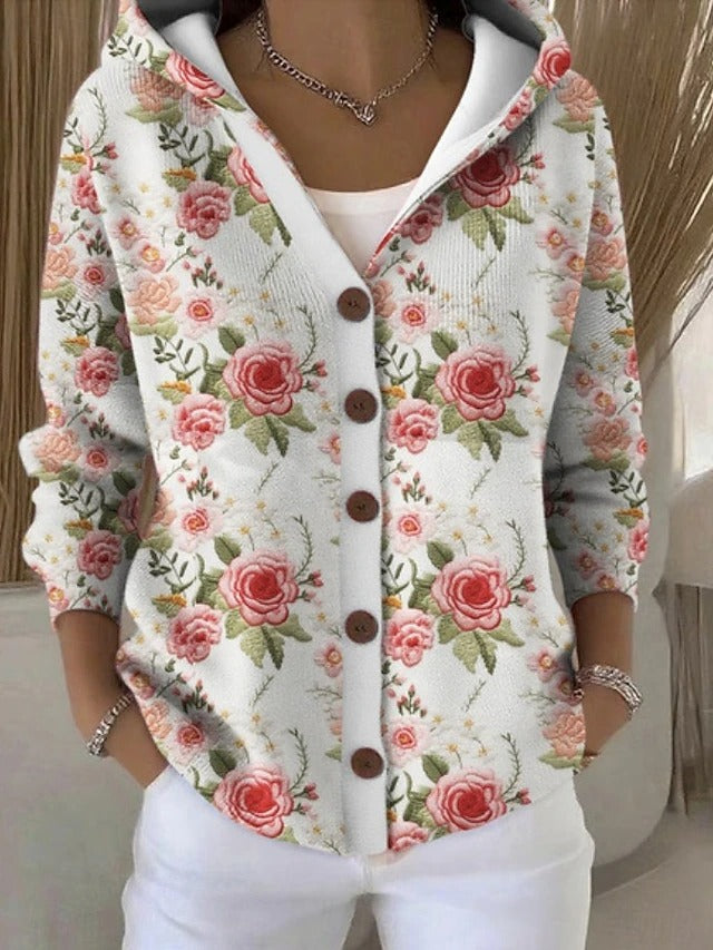 Button-Front Hooded Sweater