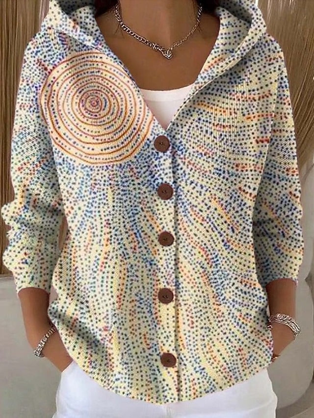 Button-Front Hooded Sweater