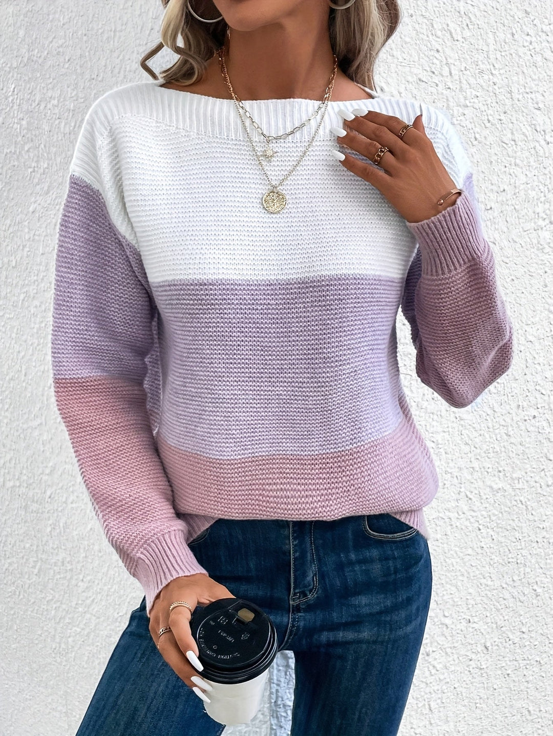 Color-Blocked Drop-Shoulder Sweater