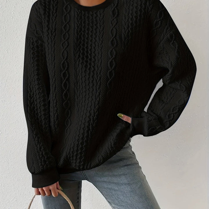 Textured Cable-Knit Sweatshirt