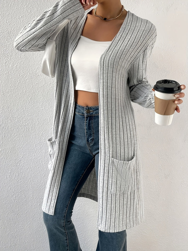 Ribbed Open-Front Cardigan