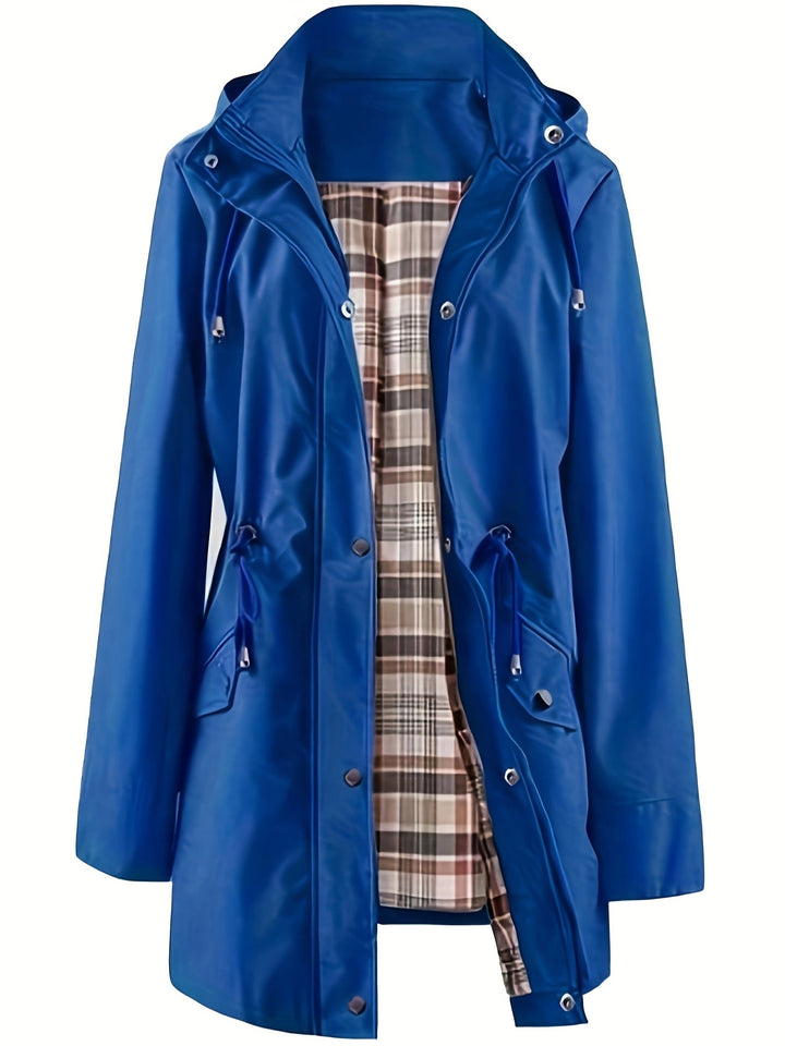 Hooded Drawstring Rain Jacket