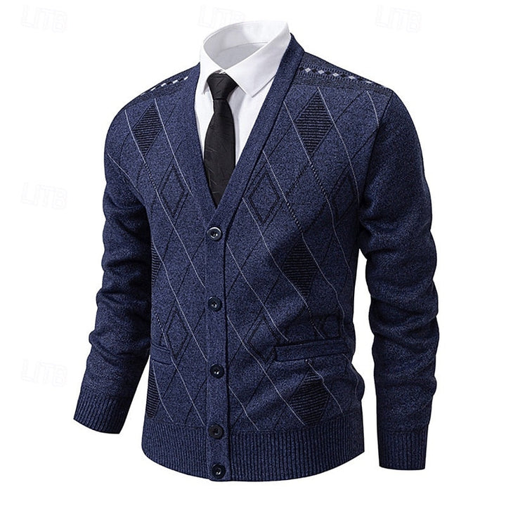 Refined Argyle Cardigan