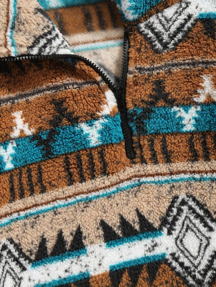 Patterned Quarter-Zip Pullover