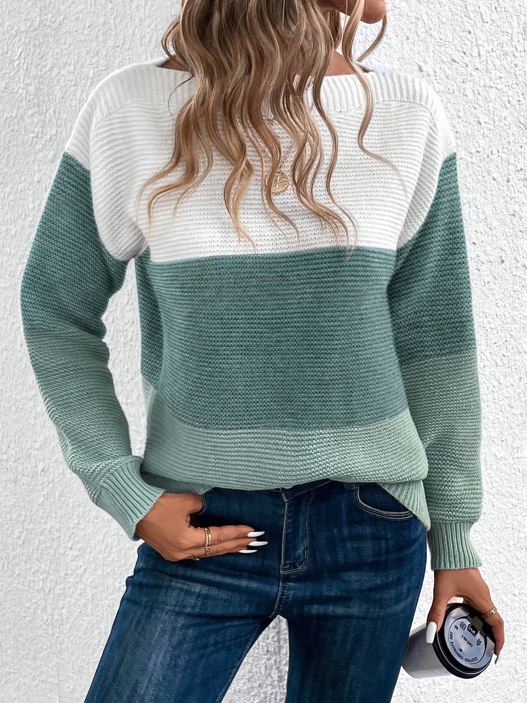 Color-Blocked Drop-Shoulder Sweater