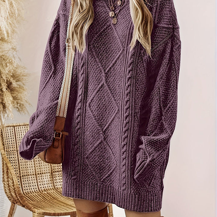 Cable-Textured Sweater Dress