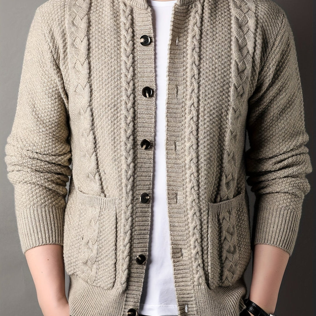 Textured Button-Front Cardigan