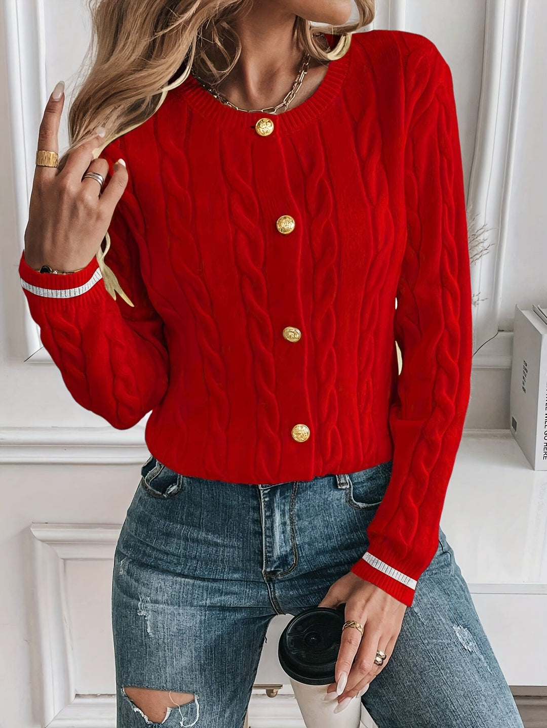 Refined Cable-Knit Cardigan
