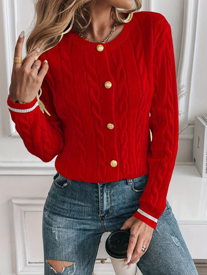Refined Cable-Knit Cardigan