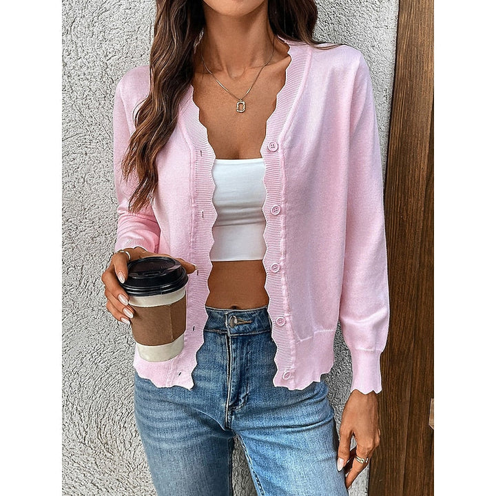 Scalloped Button-Front Cardigan