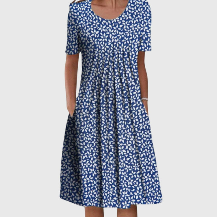 Round Neck Printed Midi Dress