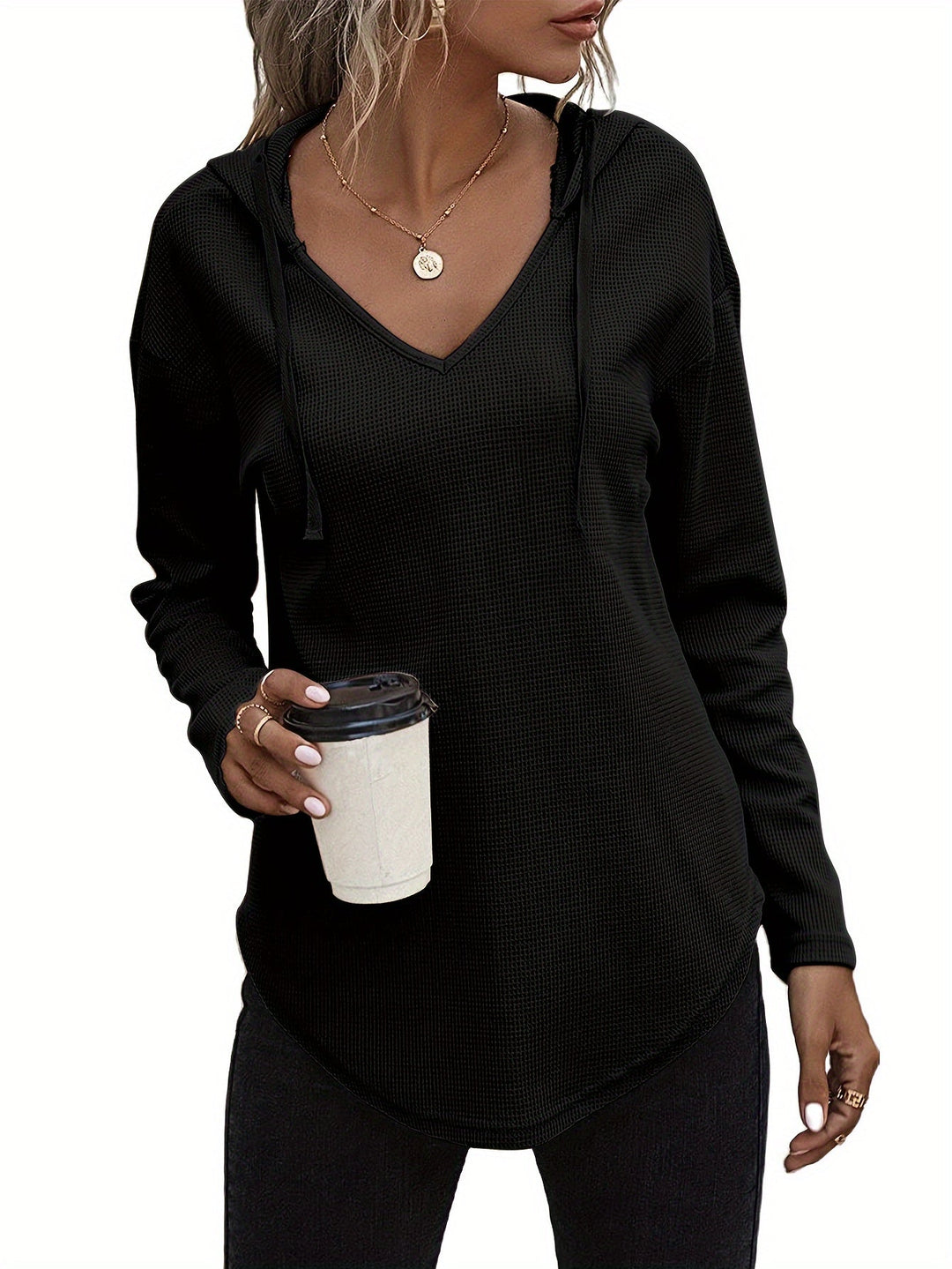 Relaxed V-Neck Hoodie
