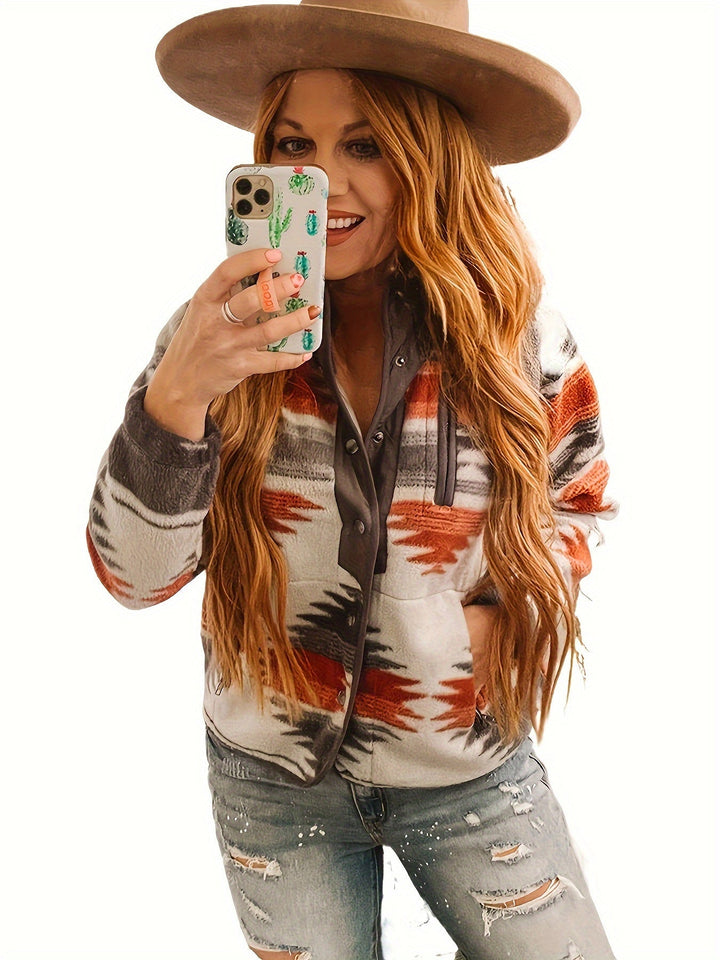 Patterned Snap-Front Jacket