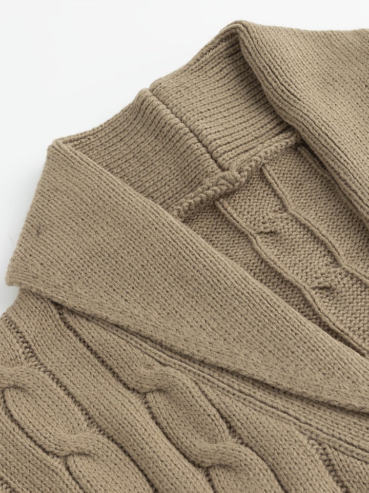 Shawl Collar Cable Knit Cardigan