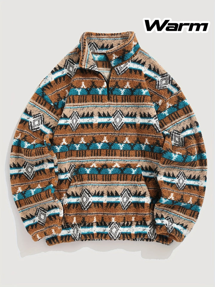 Patterned Quarter-Zip Pullover